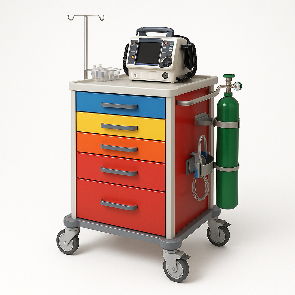 Crash Carts - Emergency resuscitation trolleys with supplies